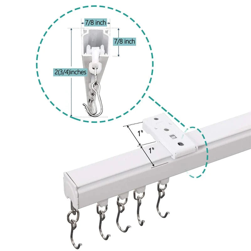 An der Decke oder Wand montiertes Pulse Track Kit für Gardinenvorhänge als Raumteiler