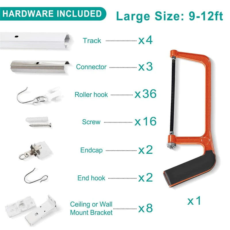 An der Decke oder Wand montiertes Pulse Track Kit für Gardinenvorhänge als Raumteiler